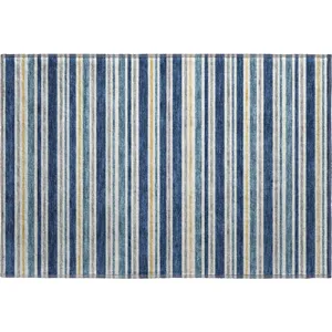 Luxury Washable Indoor/Outdoor Soft Essentials Navy 1\'8\" x 2\'6\" Rug