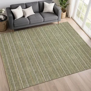 Luxury Washable Indoor/Outdoor Soft Essentials Olive 3\' x 5\' Rug