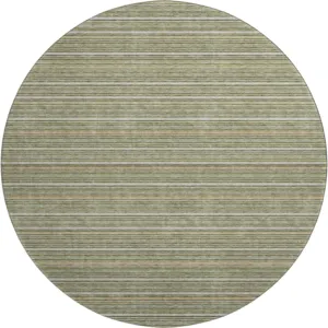 Luxury Washable Indoor/Outdoor Soft Essentials Olive 8' x 8' Round Rug