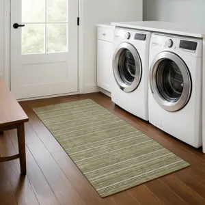 Luxury Washable Indoor/Outdoor Soft Essentials Olive 2\'3\" x 7\'6\" Runner Rug