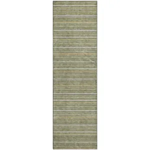 Luxury Washable Indoor/Outdoor Soft Essentials Olive 2\'3\" x 7\'6\" Runner Rug