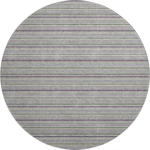 Luxury Washable Indoor/Outdoor Soft Essentials Pewter 8' x 8' Round Rug
