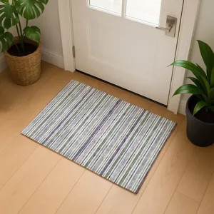 Luxury Washable Indoor/Outdoor Soft Essentials Pewter 1\'8\" x 2\'6\" Rug