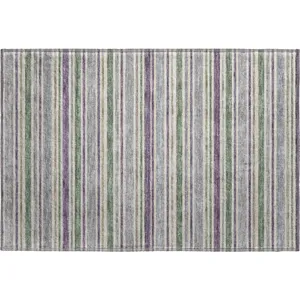 Luxury Washable Indoor/Outdoor Soft Essentials Pewter 1\'8\" x 2\'6\" Rug