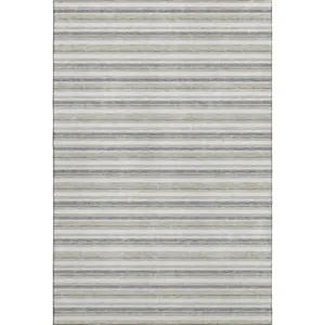 Luxury Washable Indoor/Outdoor Soft Essentials Silver Rug