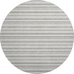 Luxury Washable Indoor/Outdoor Soft Essentials Silver 8' x 8' Round Rug