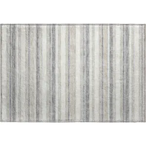 Luxury Washable Indoor/Outdoor Soft Essentials Silver Rug