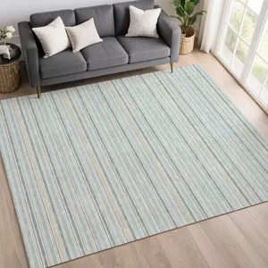 Luxury Washable Indoor/Outdoor Soft Essentials Sky 8\' x 10\' Rug