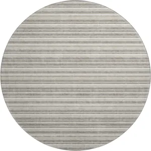 Luxury Washable Indoor/Outdoor Soft Essentials Taupe 8\' x 8\' Round Rug