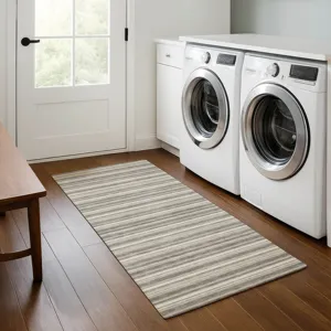 Luxury Washable Indoor/Outdoor Soft Essentials Taupe 2\'3\" x 7\'6\" Runner Rug