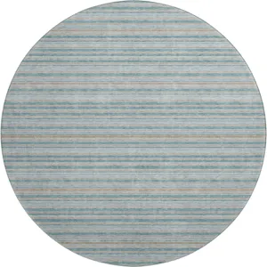Luxury Washable Indoor/Outdoor Soft Essentials Teal 8' x 8' Round Rug