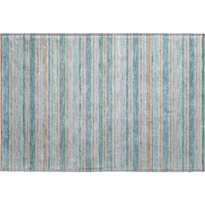 Luxury Washable Indoor/Outdoor Soft Essentials Teal 1\'8\" x 2\'6\" Rug