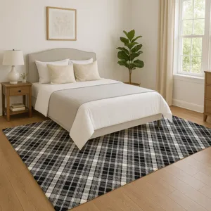 Luxury Washable Indoor/Outdoor Soft Essentials Black 5\' x 7\'6\" Rug