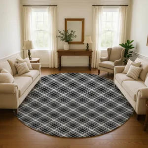 Luxury Washable Indoor/Outdoor Soft Essentials Black 8\' x 8\' Round Rug