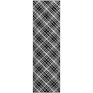 Luxury Washable Indoor/Outdoor Soft Essentials Black 2\'3\" x 7\'6\" Runner Rug