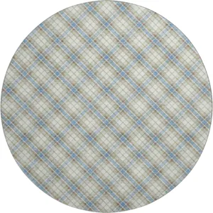 Luxury Washable Indoor/Outdoor Soft Essentials Blue 8\' x 8\' Round Rug