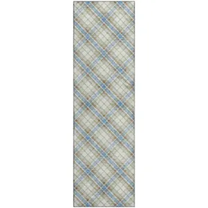Luxury Washable Indoor/Outdoor Soft Essentials Blue 2'3" x 7'6" Runner Rug