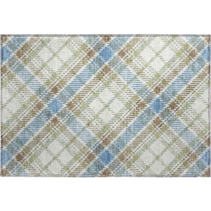 Luxury Washable Indoor/Outdoor Soft Essentials Blue Rug
