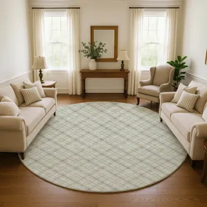 Luxury Washable Indoor/Outdoor Soft Essentials Celery 8\' x 8\' Round Rug