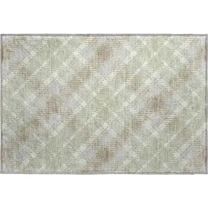 Luxury Washable Indoor/Outdoor Soft Essentials Celery 1\'8\" x 2\'6\" Rug