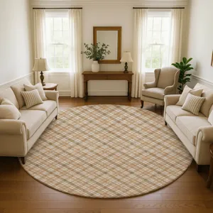 Luxury Washable Indoor/Outdoor Soft Essentials Copper 8\' x 8\' Round Rug