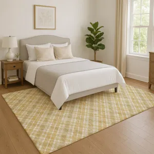 Luxury Washable Indoor/Outdoor Soft Essentials Gold 5\' x 7\'6\" Rug