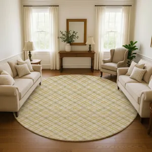 Luxury Washable Indoor/Outdoor Soft Essentials Gold 8\' x 8\' Round Rug