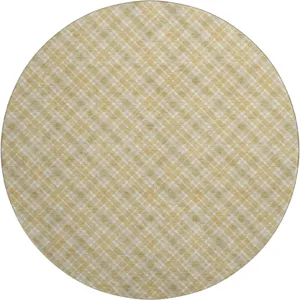 Luxury Washable Indoor/Outdoor Soft Essentials Gold 8' x 8' Round Rug
