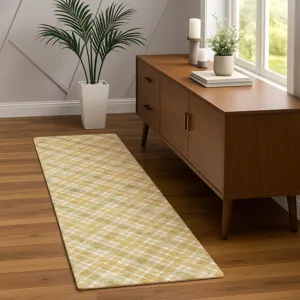 Luxury Washable Indoor/Outdoor Soft Essentials Gold 2\'3\" x 7\'6\" Runner Rug
