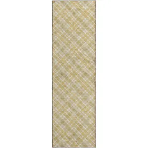 Luxury Washable Indoor/Outdoor Soft Essentials Gold 2\'3\" x 7\'6\" Runner Rug
