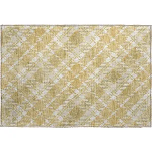 Luxury Washable Indoor/Outdoor Soft Essentials Gold Rug