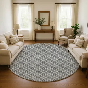 Luxury Washable Indoor/Outdoor Soft Essentials Gray 8\' x 8\' Round Rug