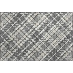 Luxury Washable Indoor/Outdoor Soft Essentials Gray 1\'8\" x 2\'6\" Rug