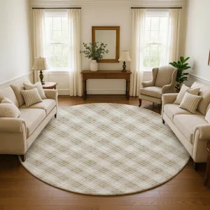 Luxury Washable Indoor/Outdoor Soft Essentials Ivory 8\' x 8\' Round Rug