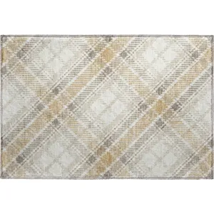 Luxury Washable Indoor/Outdoor Soft Essentials Ivory 1\'8\" x 2\'6\" Rug