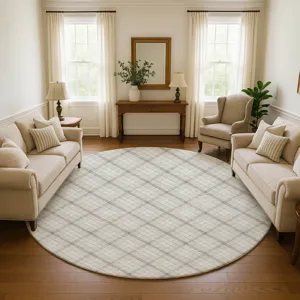 Luxury Washable Indoor/Outdoor Soft Essentials Linen 8\' x 8\' Round Rug