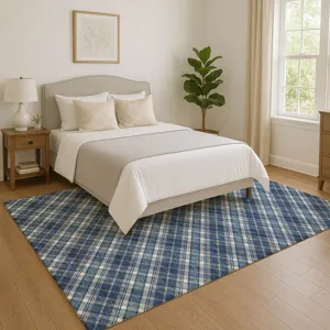 Luxury Washable Indoor/Outdoor Soft Essentials Navy 2\'6\" x 3\'10\" Rug