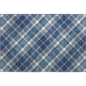Luxury Washable Indoor/Outdoor Soft Essentials Navy 1\'8\" x 2\'6\" Rug