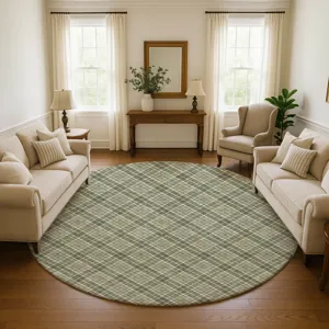 Luxury Washable Indoor/Outdoor Soft Essentials Olive 8\' x 8\' Round Rug