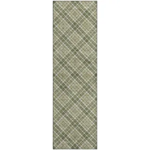 Luxury Washable Indoor/Outdoor Soft Essentials Olive 2'3" x 7'6" Runner Rug