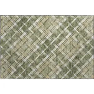 Luxury Washable Indoor/Outdoor Soft Essentials Olive Rug