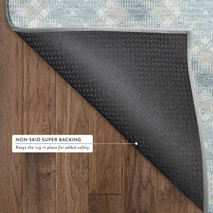 Luxury Washable Indoor/Outdoor Soft Essentials Sky 1\'8\" x 2\'6\" Rug