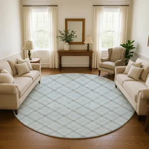 Luxury Washable Indoor/Outdoor Soft Essentials Sky 8\' x 8\' Round Rug