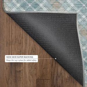 Luxury Washable Indoor/Outdoor Soft Essentials Teal 9\' x 12\' Rug