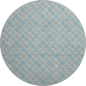 Luxury Washable Indoor/Outdoor Soft Essentials Teal 8\' x 8\' Round Rug
