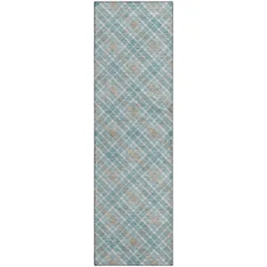 Luxury Washable Indoor/Outdoor Soft Essentials Teal 2\'3\" x 7\'6\" Runner Rug