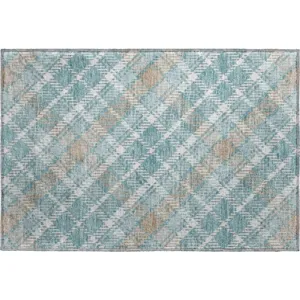 Luxury Washable Indoor/Outdoor Soft Essentials Teal Rug