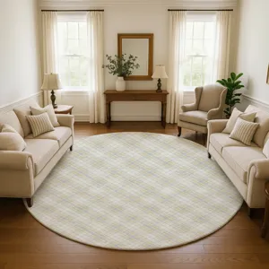Luxury Washable Indoor/Outdoor Soft Essentials Wheat 8\' x 8\' Round Rug