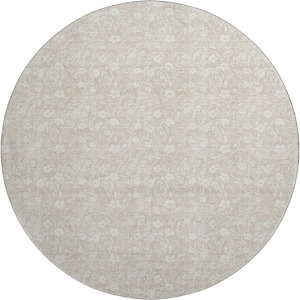 Luxury Washable Indoor/Outdoor Soft Essentials Beige 8' x 8' Round Rug