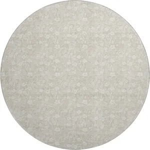 Luxury Washable Indoor/Outdoor Soft Essentials Beige 8\' x 8\' Round Rug